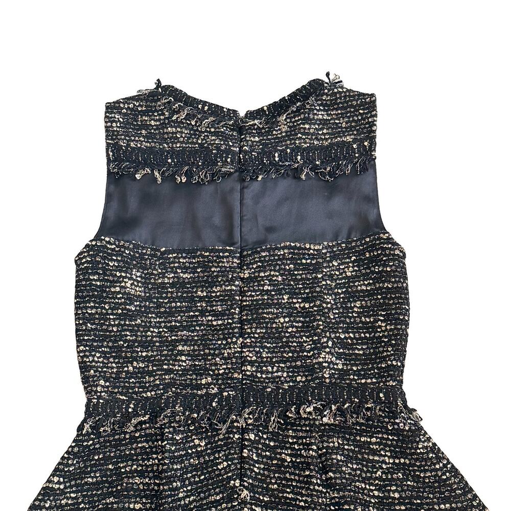 St. John Couture Black Gold Metallic Silk Wool Boucle Tweed Dress 4 Old Money - Picture 9 of 11